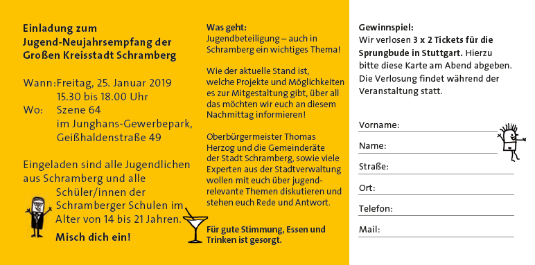 Einladung zum Jugend-Neujahsrempfang der Großen Kreisstadt Schramberg